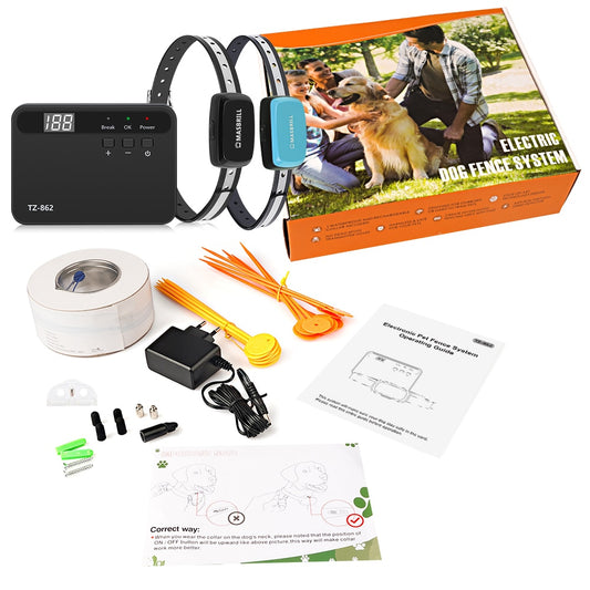 Electric Dog Fence Above-ground Underground Pet Containment System Waterproof Rechargeable Fence Collars