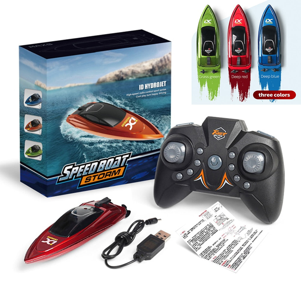 Mini RC Boat 10km/h High Speed Boat Radio 2.4G Remote Controlled Dual Motor Electric Racing Speedboat