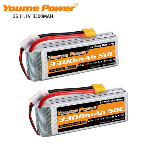 2pcs 3S Lipo 11.1v 3300mah RC Battery For RC Vehicles and Drones