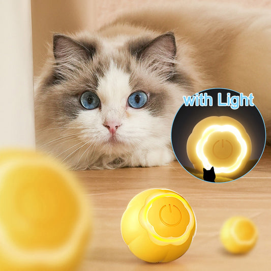 Electric Automatic Rolling Ball Cat Toy with Light Interactive Self-moving